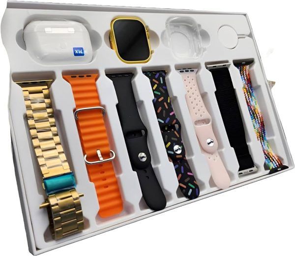 i20 Ultra MAX Smart Watch | Premium Quality | 2.3 '' Big Display Screen | Airpods &amp; 7 Straps in Box | 10 in 1 (Random color) View Gallery - Pakistan