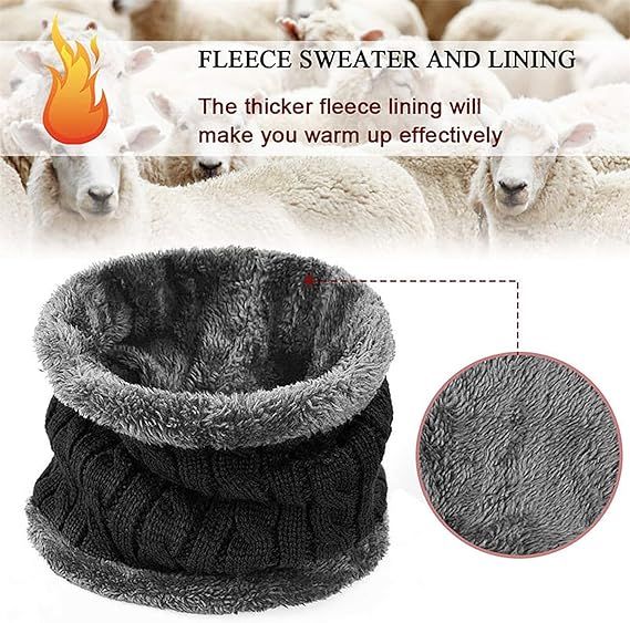 Couple Pack of 2 Combo - woolen winter beanie Head cap with neck warmer muffler for men and women (Black) View Gallery - Pakistan