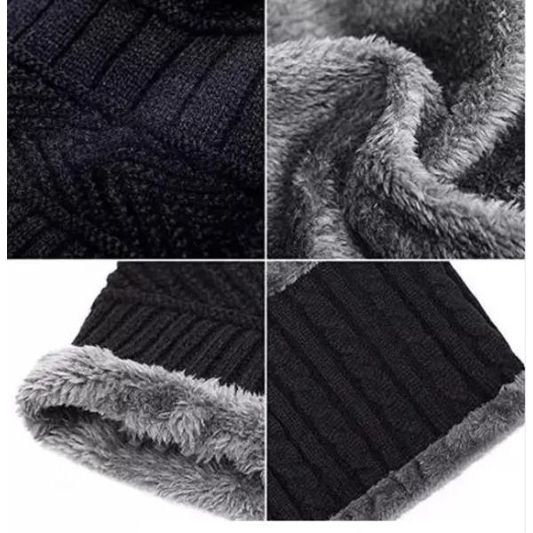 Head &amp; Neck Cap Beanies Combo - woolen winter beanie cap with neck warmer muffler for men and women (Black) View Gallery - Pakistan