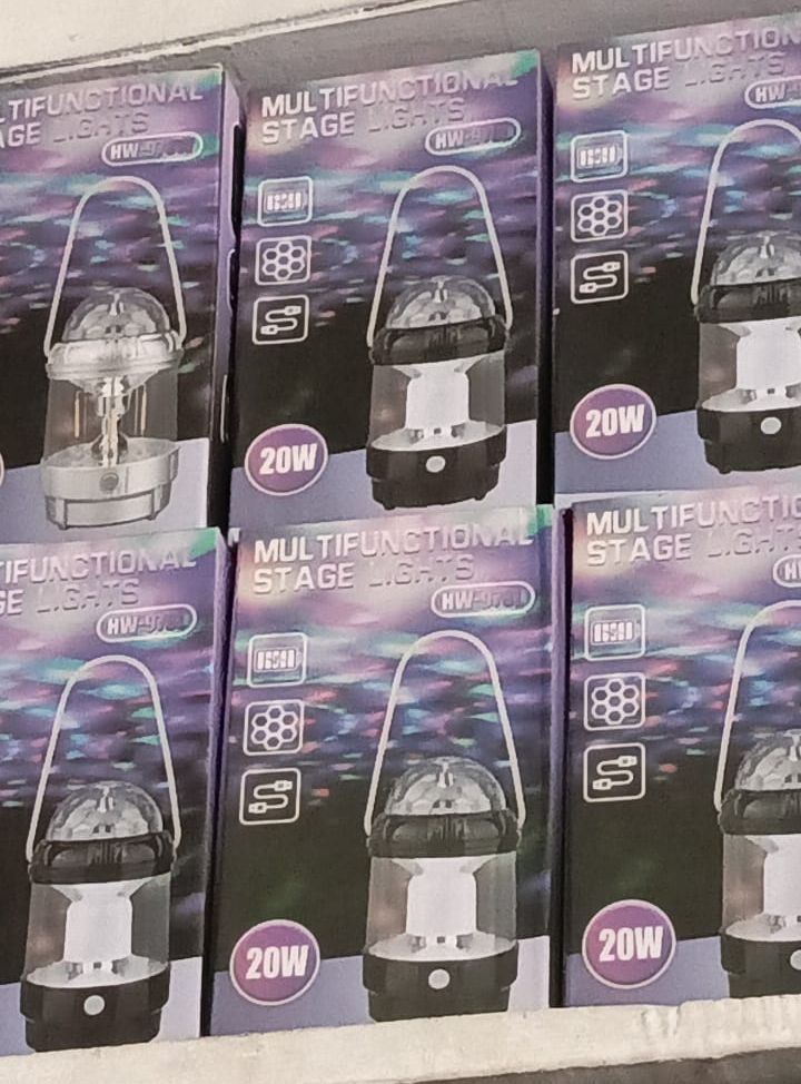 Rechargeable 2-in-1 Outdoor Camping Lamp &amp; Disco/Fancy Light Stage Light with USB Cable (Random color) View Gallery - Pakistan