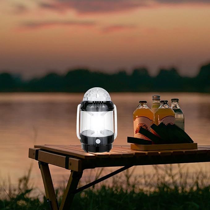 Rechargeable 2-in-1 Outdoor Camping Lamp &amp; Disco/Fancy Light Stage Light with USB Cable (Random color) View Gallery - Pakistan