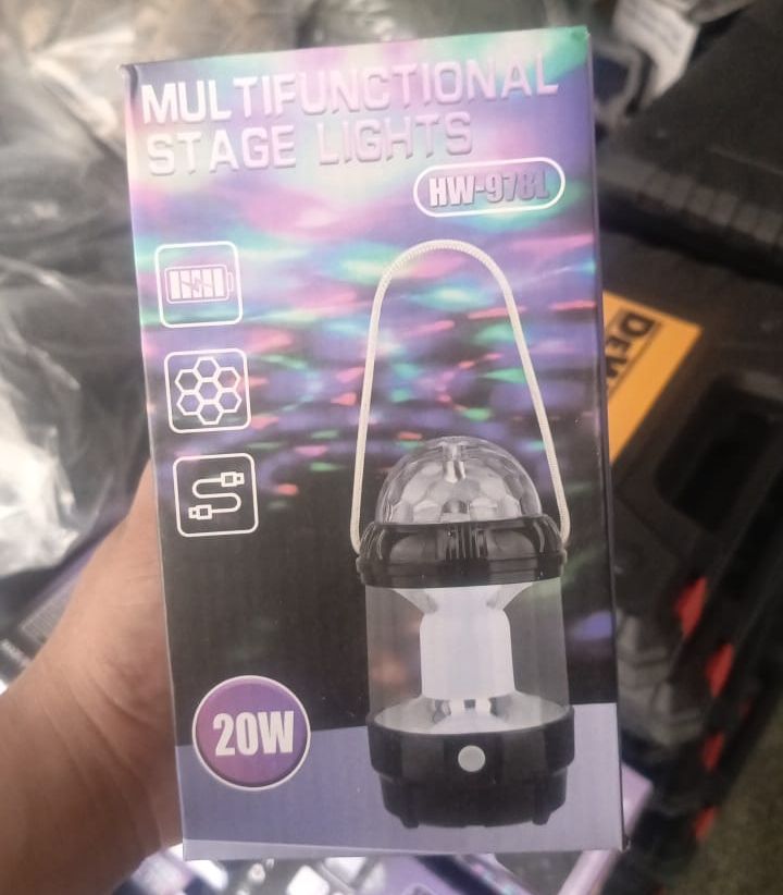 Rechargeable 2-in-1 Outdoor Camping Lamp &amp; Disco/Fancy Light Stage Light with USB Cable (Random color) View Gallery - Pakistan