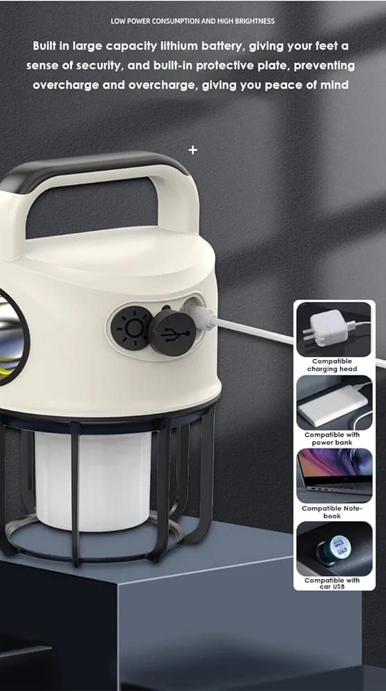 Portable Camping Lights with 4 Lighting Modes, Torch Mode, USB Rechargeable Camping hiking Lantern with Hook, Waterproof Tent Light View Gallery - Pakistan