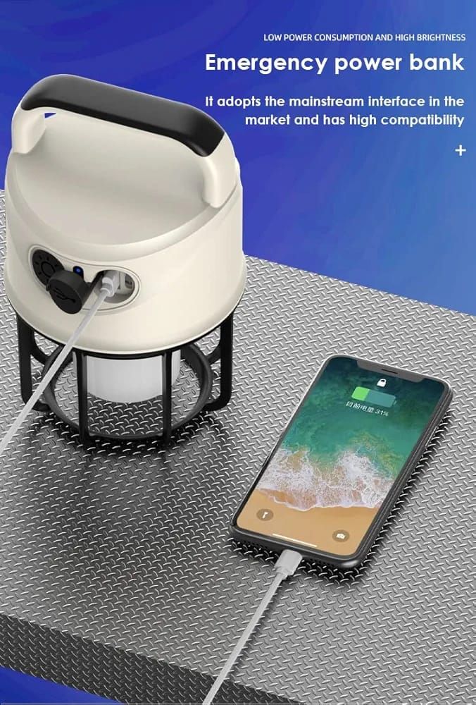 Portable Camping Lights with 4 Lighting Modes, Torch Mode, USB Rechargeable Camping hiking Lantern with Hook, Waterproof Tent Light View Gallery - Pakistan