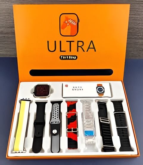 7 In 1 Ultra Smart Watch Series 8 Wireless Charging 7 Straps(Random color) View Gallery - Pakistan