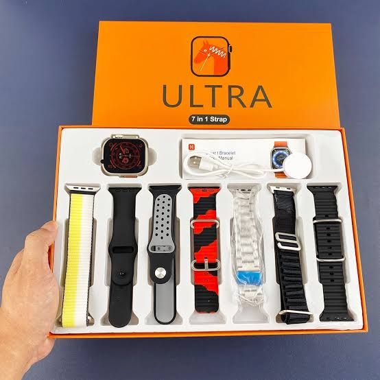 7 In 1 Ultra Smart Watch Series 8 Wireless Charging 7 Straps(Random color) View Gallery - Pakistan