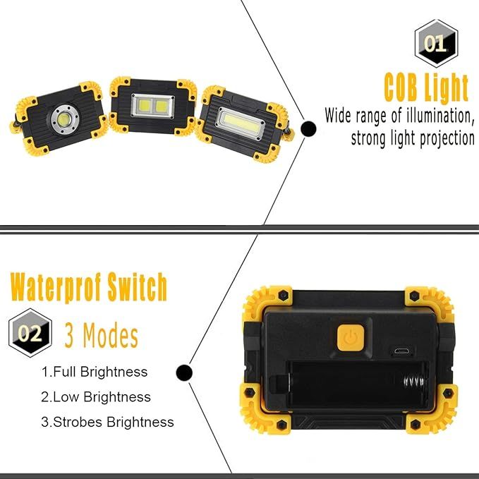 Portable COB LED Floodlight USB Charging Rechargeable Spot Work Outdoor Camping Lamp View Gallery - Pakistan
