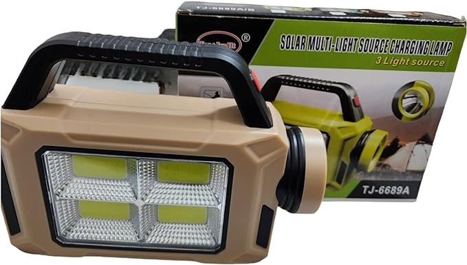 Rechargeable LED flashlight with solar panel - 6689A (Random color) View Gallery - Pakistan