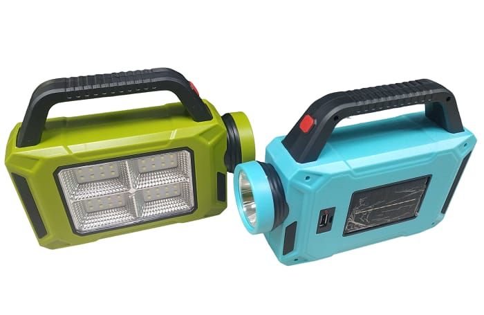Rechargeable LED flashlight with solar panel - 6689A (Random color) View Gallery - Pakistan