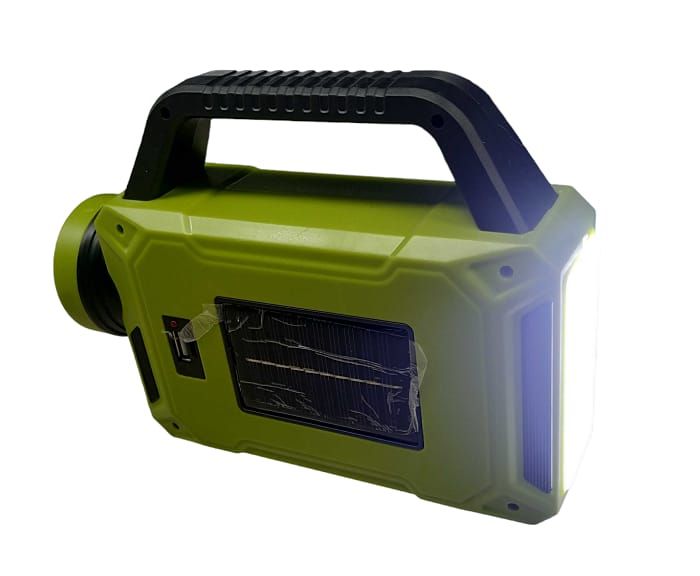 Rechargeable LED flashlight with solar panel - 6689A (Random color) View Gallery - Pakistan