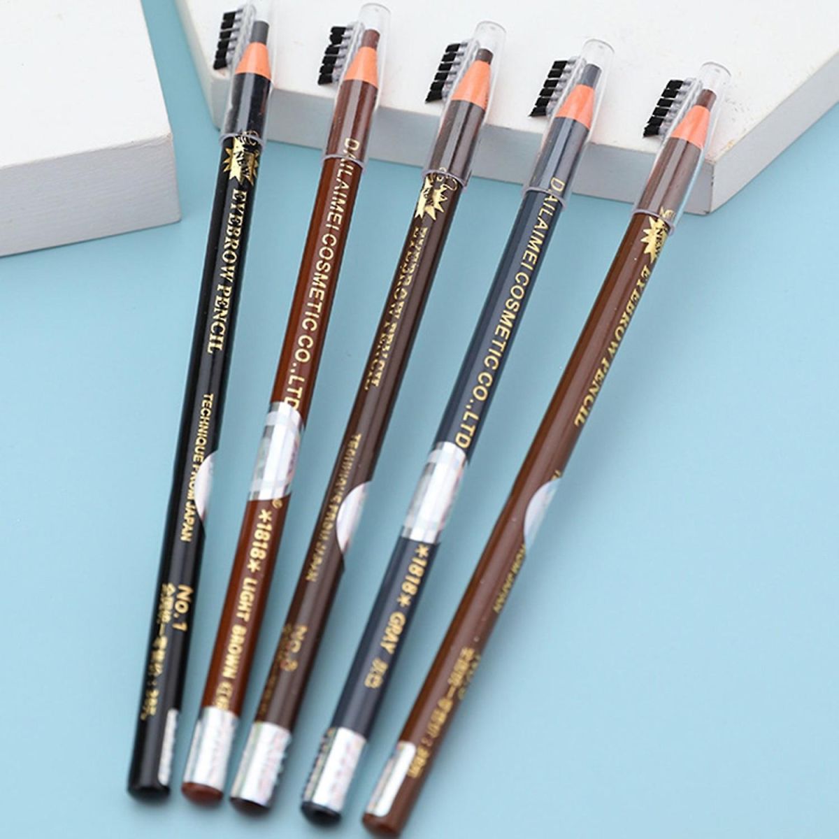 12 Pcs Waterproof Sweat-proof Eyebrow Pencil Non Smudge Long Lasting (Random Color) View Gallery - Pakistan