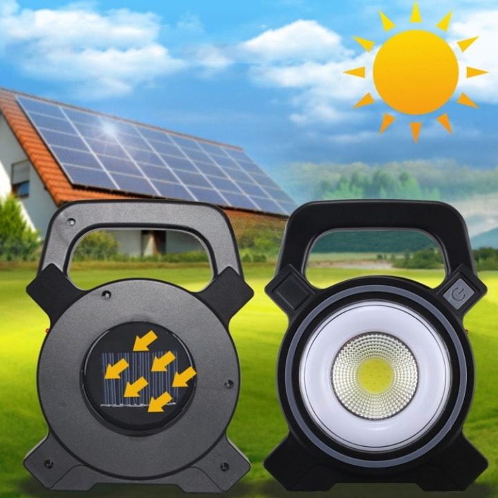 JY-819A 10W Solar Rechargeable White Light COB LED Work Light, Handheld Camping Lamp with Solar Panel View Gallery - Pakistan