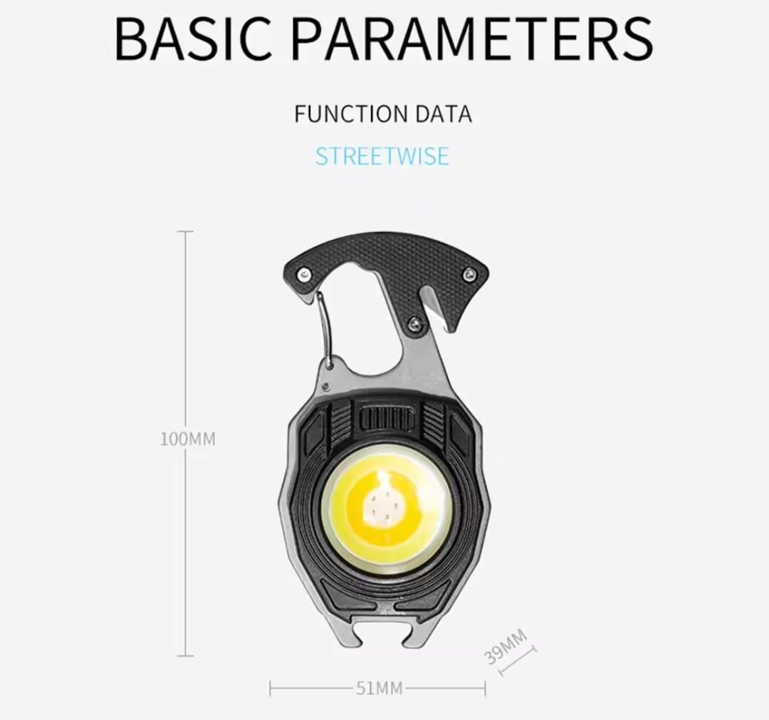 Multifunction Keychain COB Work Lights Strong Magnet Mini Torch with Cigarette Lighter Screwdriver USB Rechargeable Flashlight (Random color) View Gallery - Pakistan