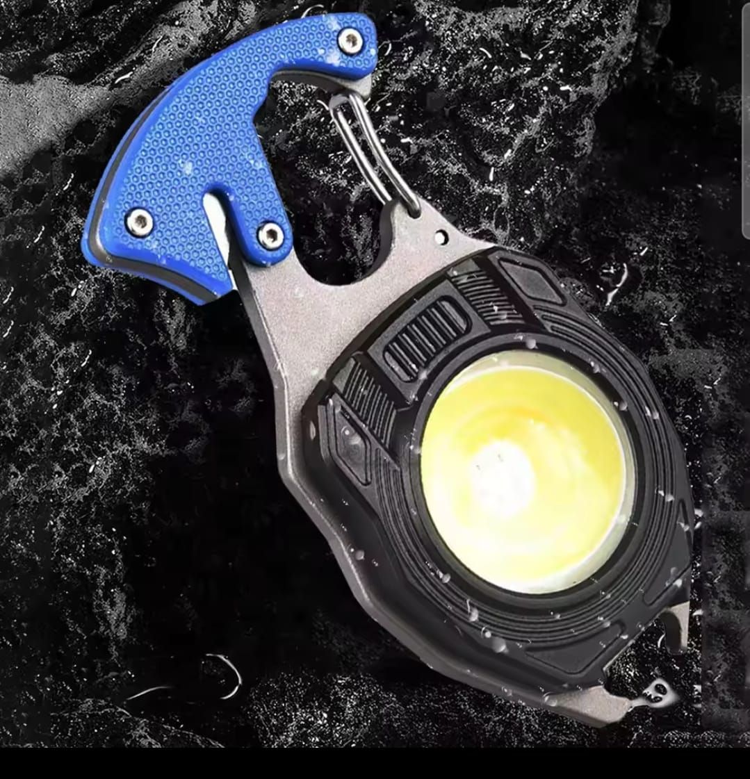 Multifunction Keychain COB Work Lights Strong Magnet Mini Torch with Cigarette Lighter Screwdriver USB Rechargeable Flashlight (Random color) View Gallery - Pakistan