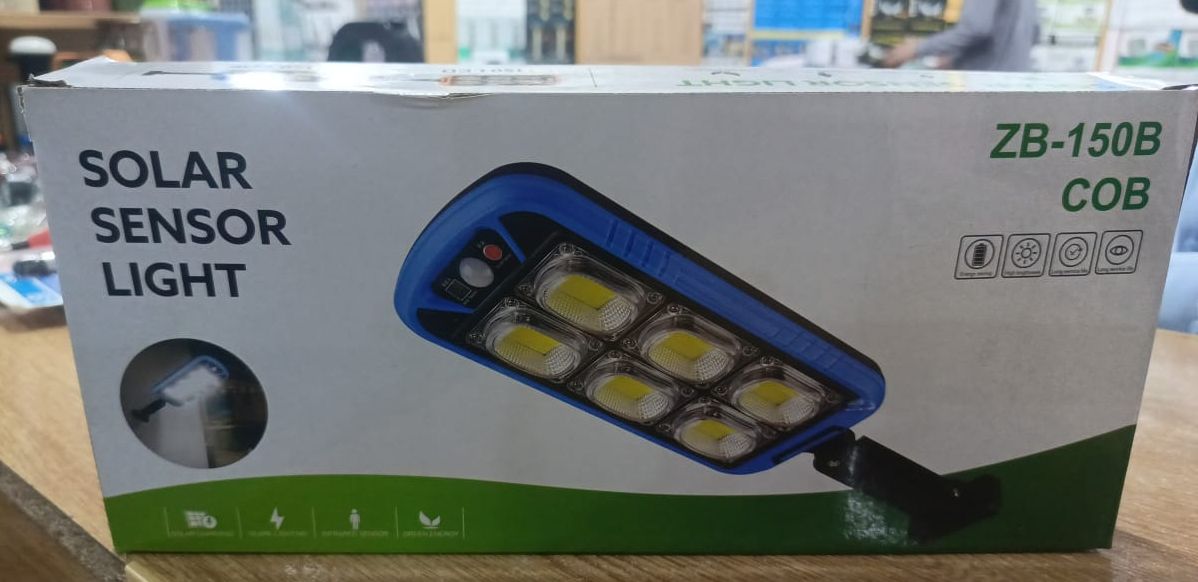 Solar Street COB Light With Sensor ZB-150B | Motion Sensor Security Streetlights for Parking Lot - Remote Control (Random color) View Gallery - Pakistan