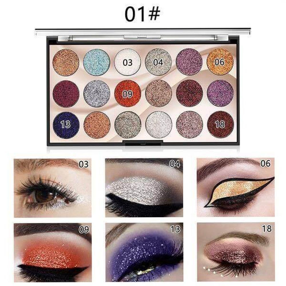 Miss Rose 18 Colors Sequins Glitter Powder High Gloss Pearly Eye shadow Palette View Gallery - Pakistan