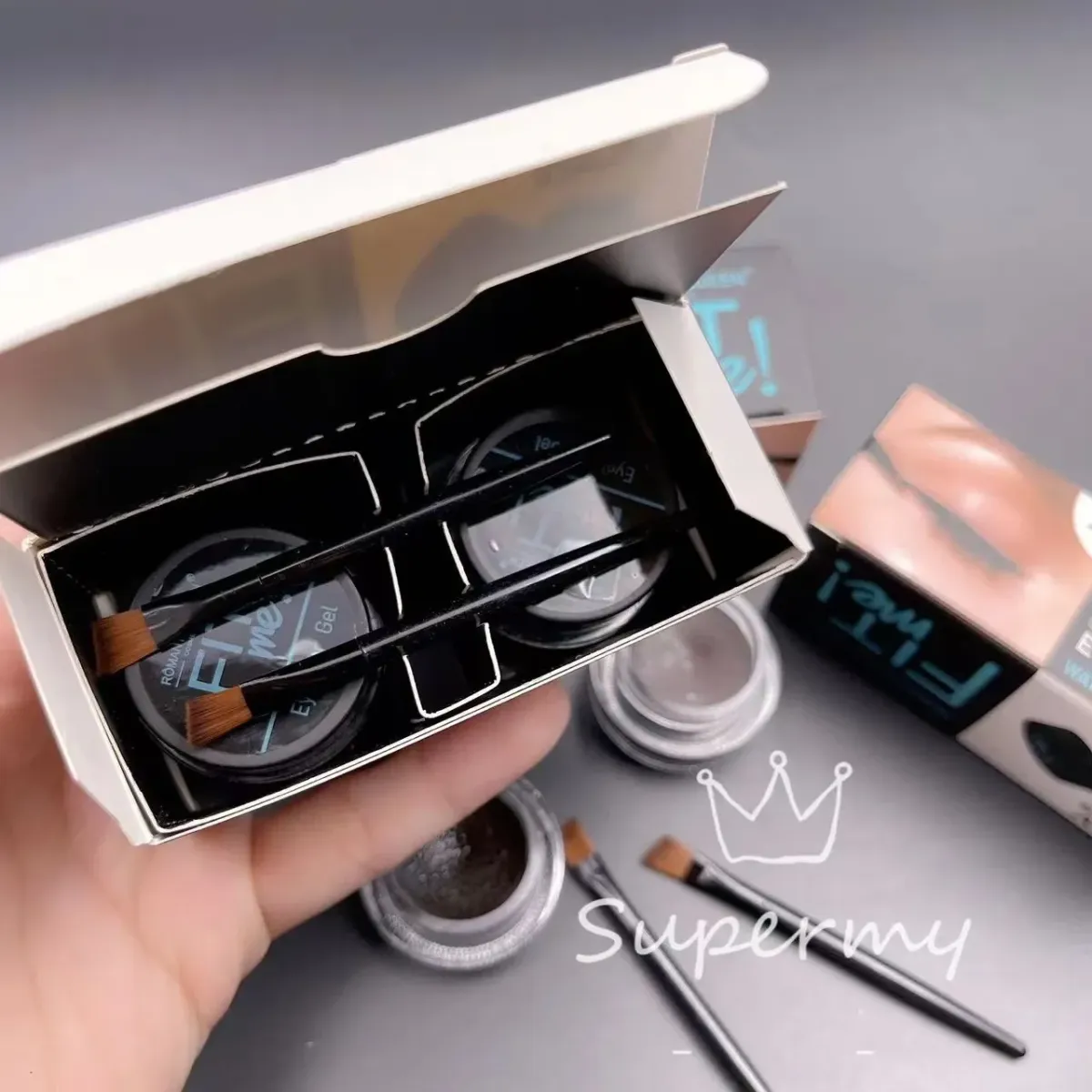 New Fit me 2color Waterproof Eyebrow Gel Eyeliner gel with 2pcs Brush set View Gallery - Pakistan