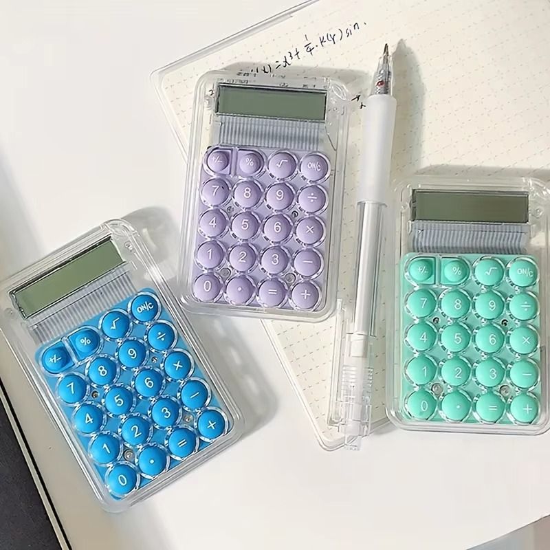 Student Calculator LCD Display Large Screen Siicone Buttons 8-digit Handheld Study Electronic Calculator School Supplies(random color) View Gallery - Pakistan