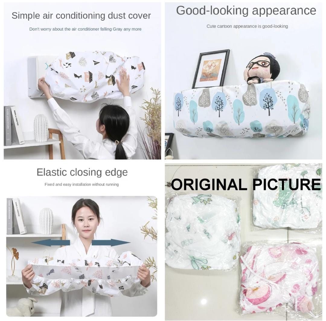 Ac Protective Dust Cover  Cute Cartoon Printing Dust Cover for air condition (Random design &amp;amp; Color)1 ton