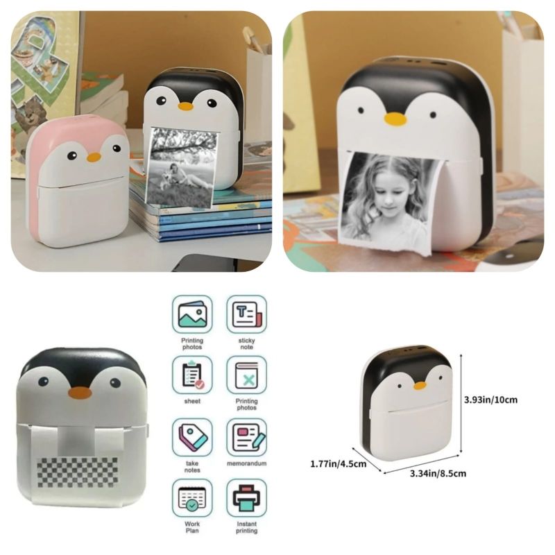 The Adorable Penguin Design Rechargeable Portable Mini Printer (random color) View Gallery - Pakistan