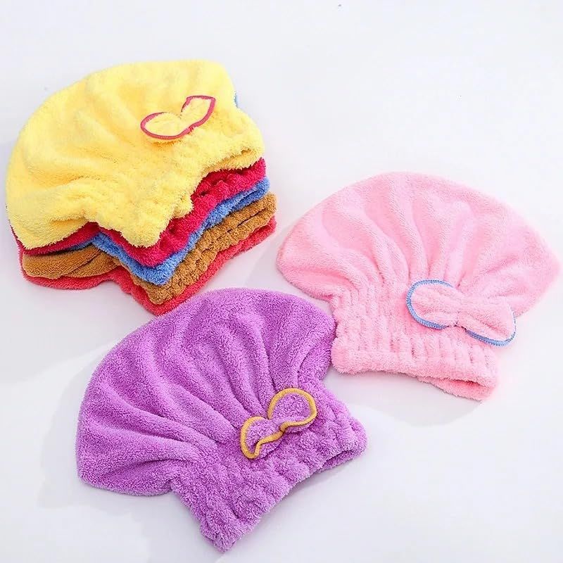 Hair Drying Towels, Ultra Absorbent Hair Drying Cap Towel for Women Adults or Kids Girls(random color ) View Gallery - Pakistan