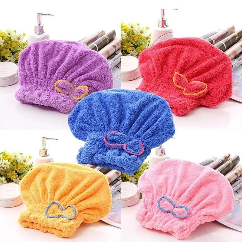 Hair Drying Towels, Ultra Absorbent Hair Drying Cap Towel for Women Adults or Kids Girls(random color ) View Gallery - Pakistan