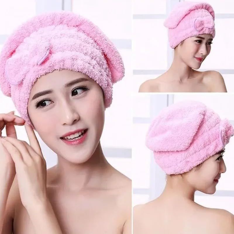 Hair Drying Towels, Ultra Absorbent Hair Drying Cap Towel for Women Adults or Kids Girls(random color ) View Gallery - Pakistan