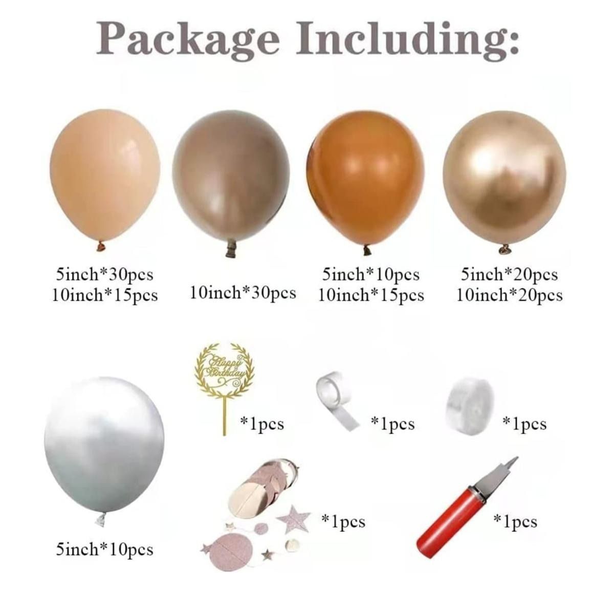 Balloon Garland Kit Coffee Brown for Garland Theme Party Birthday Baby Shower Wedding Decorations (155 pcs of different balloons in 1 packet) View Gallery - Pakistan