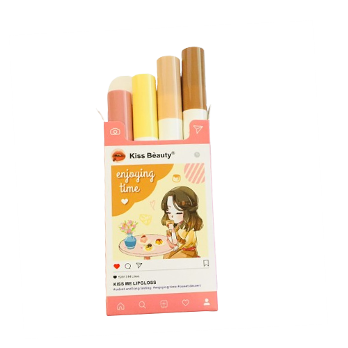 Pack of 4 Kiss Beauty Lipgloss long lasting waterproof Lip View Gallery - Pakistan