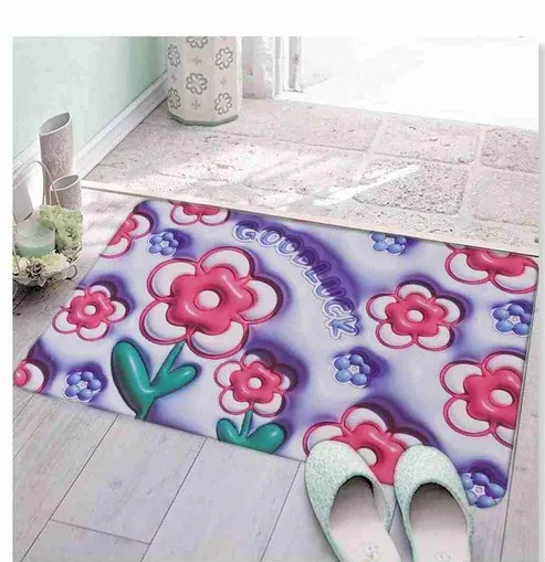 3D Printing Soft Mat Cut Flower Design Anti Slip Floor Door Mat Water Absorb for Bathroom, Kitchen or Room (Random color &amp;amp; Designs)
