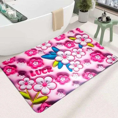 3D Printing Soft Mat Cut Flower Design Anti Slip Floor Door Mat Water Absorb for Bathroom, Kitchen or Room (Random color &amp; Designs) View Gallery - Pakistan
