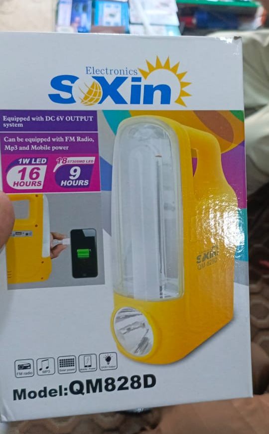 QM828D Led rechargeable emergency light with flashlight power bank for home vehicle (Random color) View Gallery - Pakistan