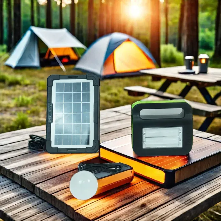 Solar Powered Light System Flashlight, Emergency Mobile Power Bank, Wireless Power Supply System for Travel Camping hiking (random color) View Gallery - Pakistan