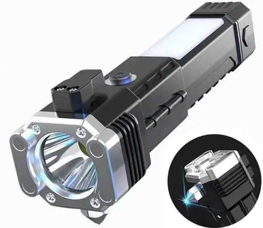 Multi-functional LED Flashlight ,torch ( Rechargeable ) with box (random Color) View Gallery - Pakistan