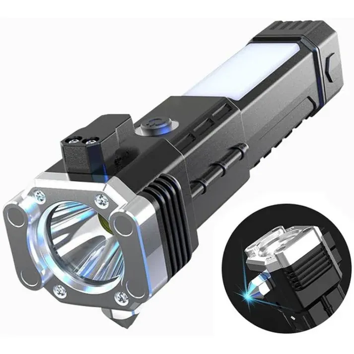 Multi-functional LED Flashlight ,torch ( Rechargeable ) with box (random Color) View Gallery - Pakistan