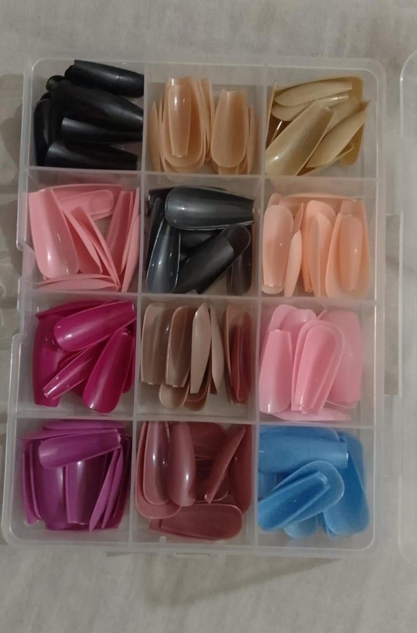 Artificial Nails 144 pcs With Nail Glue, Beautiful Fancy Fake Nails (Random color) View Gallery - Pakistan