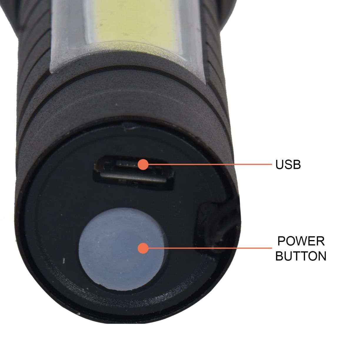 USB Charging XPE+COB LED Flashlight Lamp Torch With Clip Three Mode Zoomable Lamp Built in Battery with Box View Gallery - Pakistan