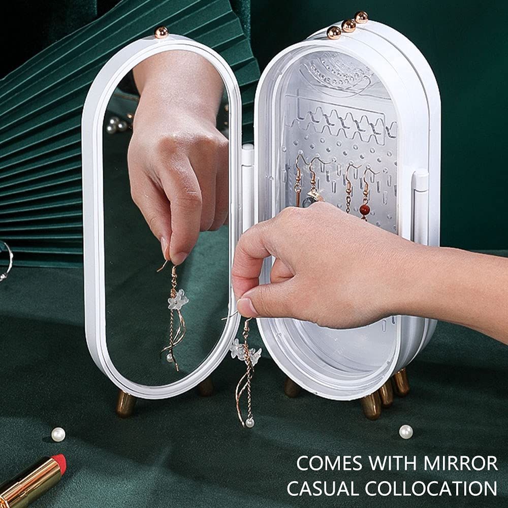 Screen Folding Jewelry Box | Jewelry Cabinet Organizer with Mirror (Random Color) View Gallery - Pakistan