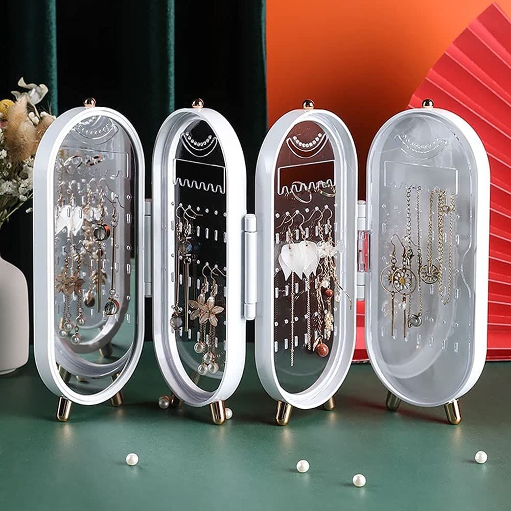 Screen Folding Jewelry Box | Jewelry Cabinet Organizer with Mirror (Random Color) View Gallery - Pakistan