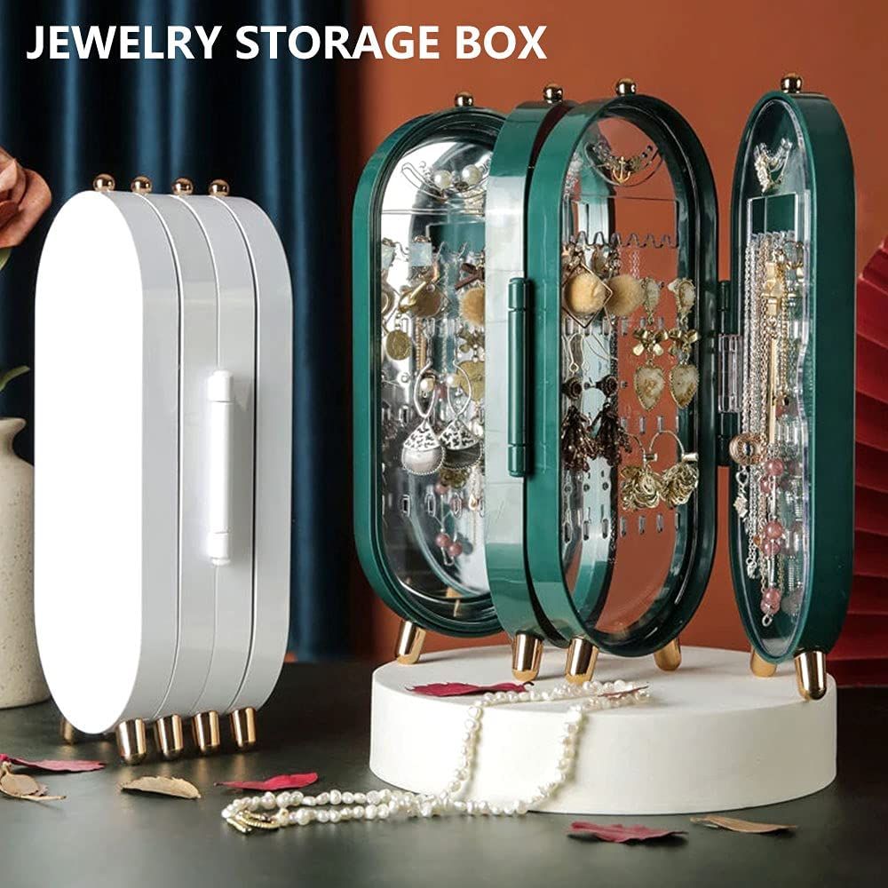 Screen Folding Jewelry Box | Jewelry Cabinet Organizer with Mirror (Random Color) View Gallery - Pakistan