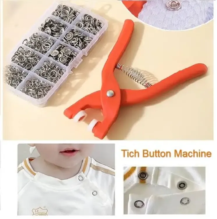 Tich Button Machine Plier plastic Body | Button Fixer Plastic body with 25 Buttons View Gallery - Pakistan
