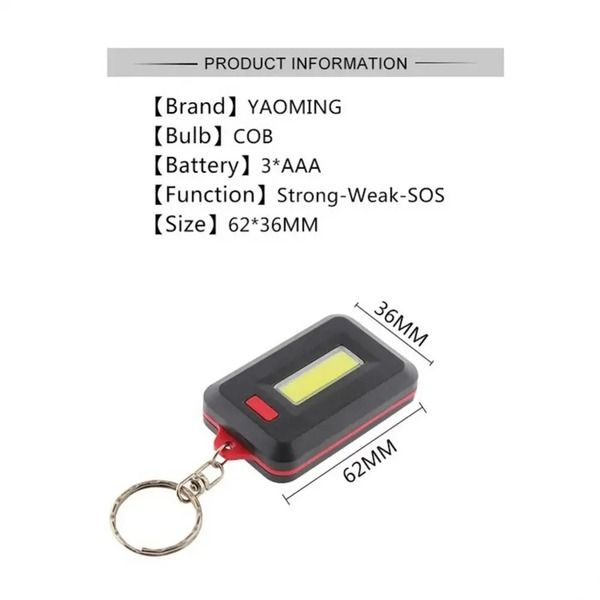 Portable Mini COB LED Keychain / Multifunctional square key light (random color) View Gallery - Pakistan