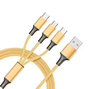 (AZ 555 )3 In 1 Fast Charging Cable Cord For iPhone   Micro USB Type C Charger Cable Multi Port Multiple Usb Charging Wire Line (random color)