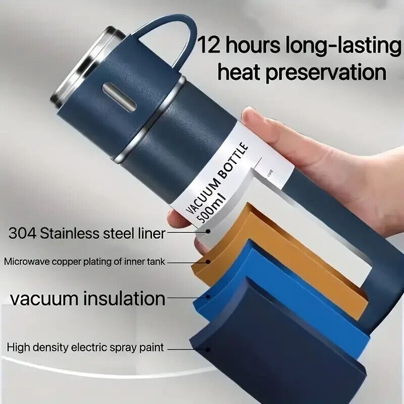 Stainless Steel 500ml Hot &amp; Cool Water Bottle (500 ml) (Random color) View Gallery - Pakistan