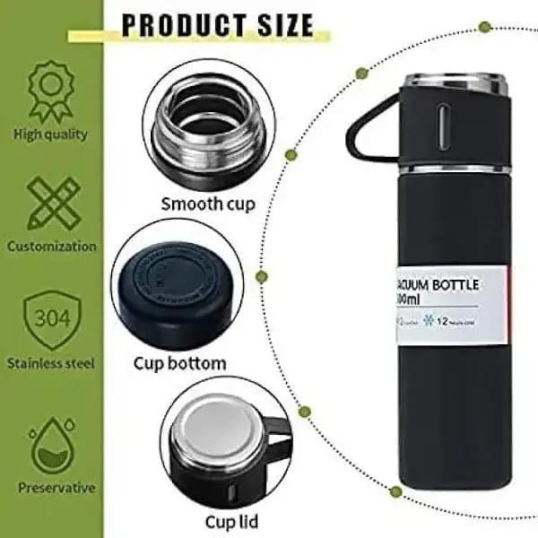 Stainless Steel 500ml Hot &amp; Cool Water Bottle (500 ml) (Random color) View Gallery - Pakistan
