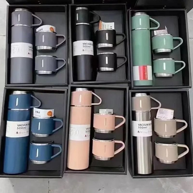 Stainless Steel Vacuum Flask Set With 3 Cups - 500ml View Gallery - Pakistan