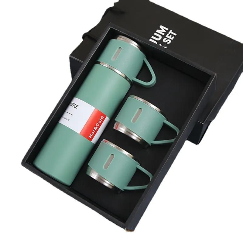 Stainless Steel Vacuum Flask Set With 3 Cups - 500ml View Gallery - Pakistan