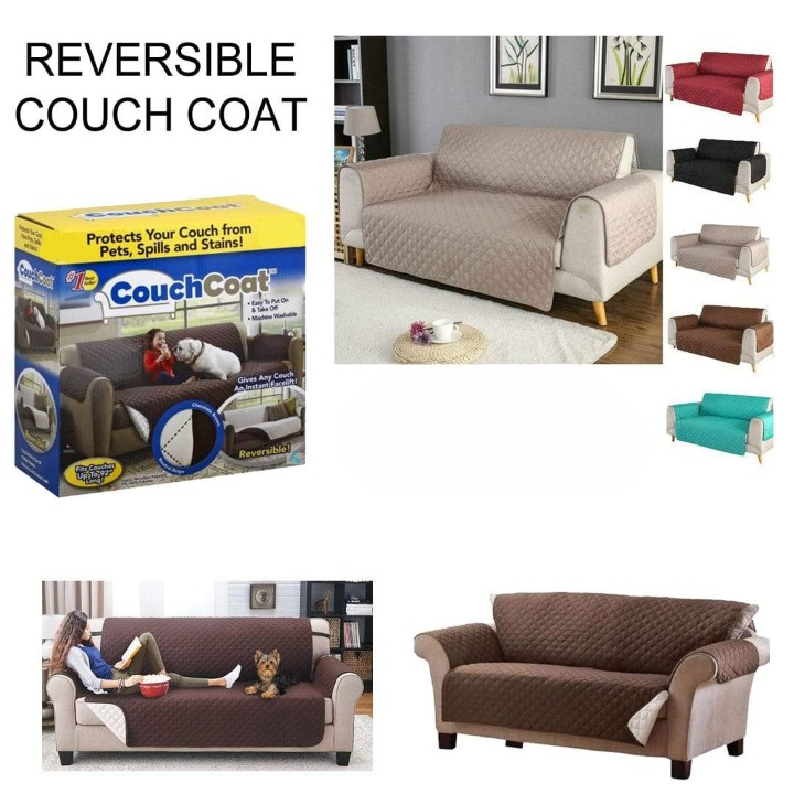(double SofaR COVER) EVERSIBLE WASHABLE COUCH Sofa COAT COVER - Brown View Gallery - Pakistan