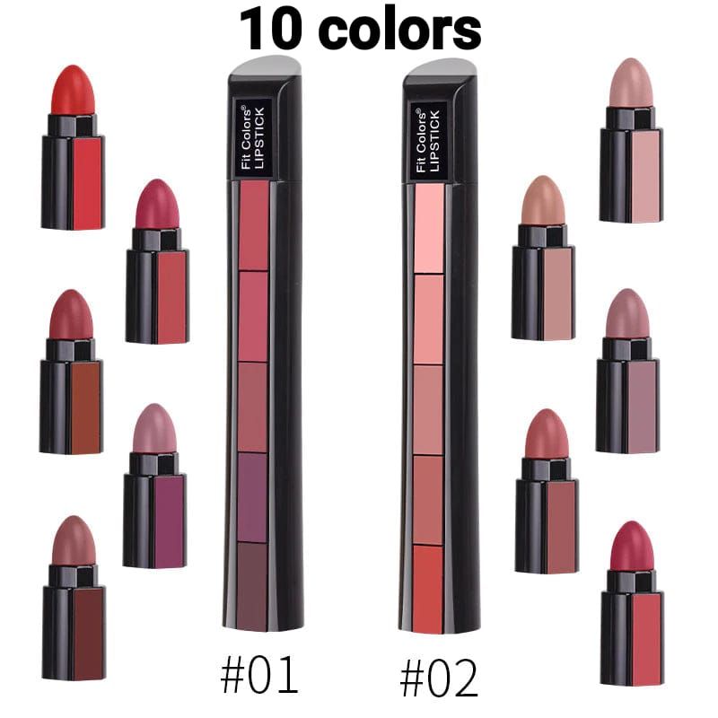 ( pack of 2 ) 5-in-1 Lipstick  | Five Shades In One| Long Lasting, Matte Finish| View Gallery - Pakistan