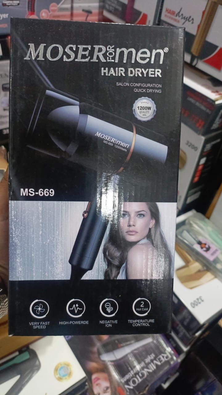 Mosermen 1200W Hair Dryer | Fast Drying, Stylish Design For Men And Women Hot And Cold MS-669 View Gallery - Pakistan